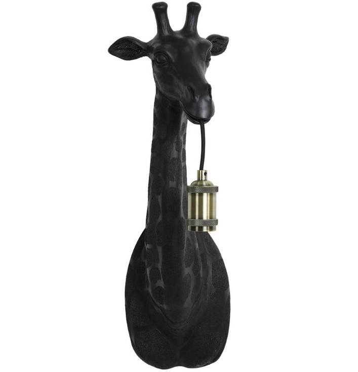 Giraffe wandlamp zwart kunststof