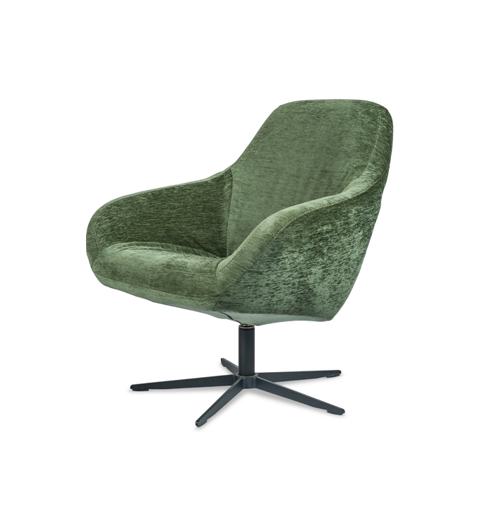 Draaifauteuil groen stof zwart onderstel