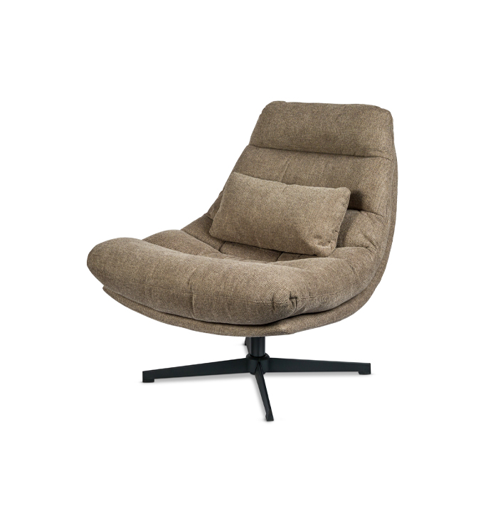 Draaibare fauteuil bruin polyester met kussen