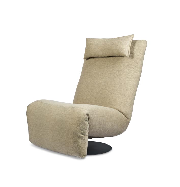 verstelbare relax fauteuil creme beige stof met zwarte poot