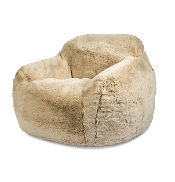 Taupe fluffy zacht fauteuil