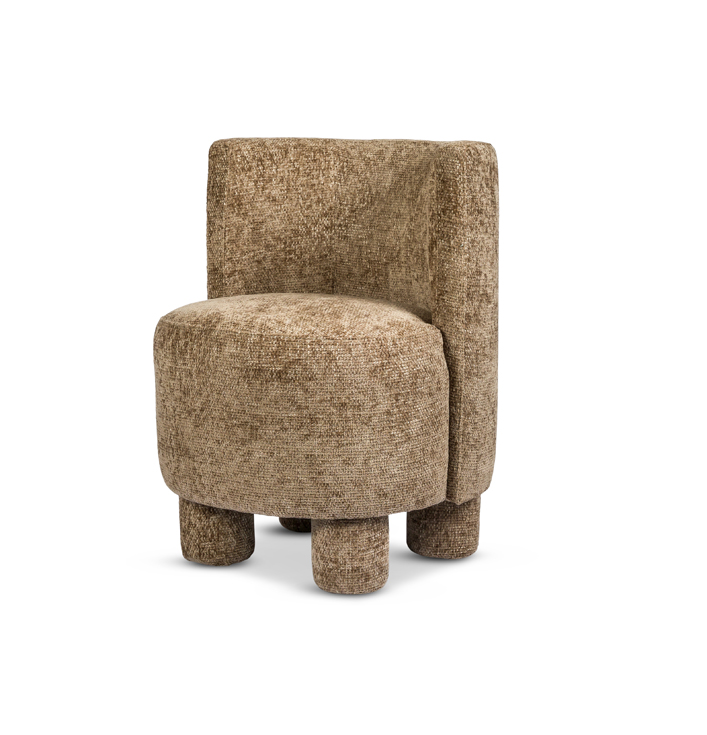 fauteuil stof bruin met ronde poten