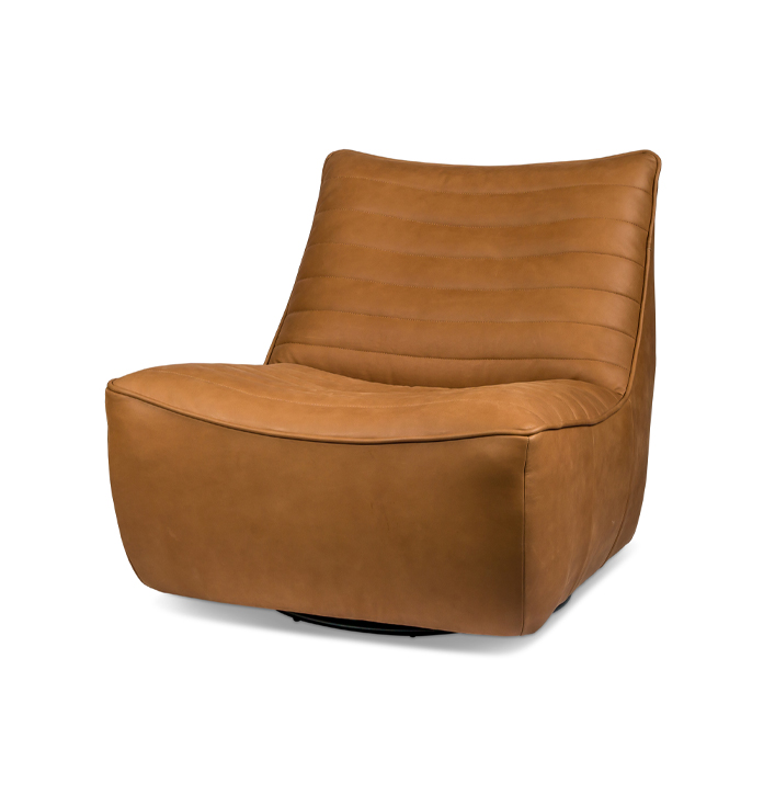 Draaibare fauteuil leer bruin