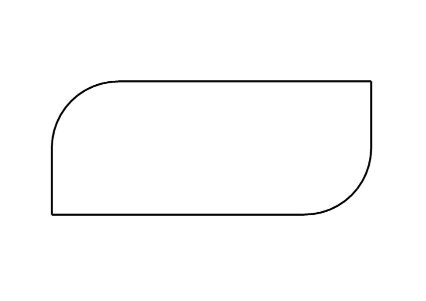 tafelvorm cannes met twee ronde hoeken en twee rechte hoeken