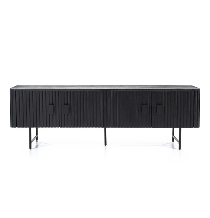 Tv meubel zwart hout verticale latjes