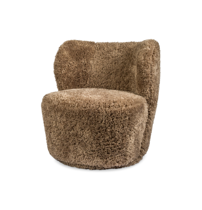 Bruine fauteuil stof rond