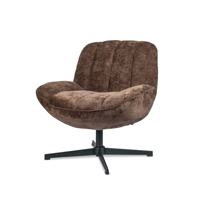 Draaibare fauteuil bruin stof