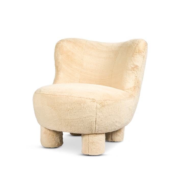 Ronde fauteuil crème stof zacht