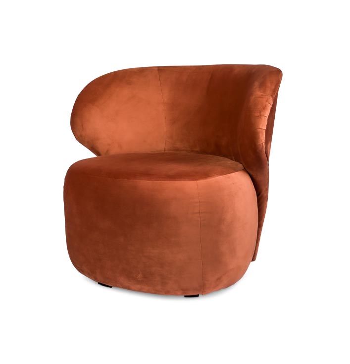 koper kleur suede fauteuil